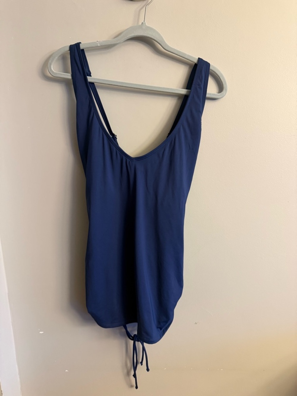 Catalina Swimwear Tankini Top Navy Blue Adjustable Side Ruched Strappy Swim Top